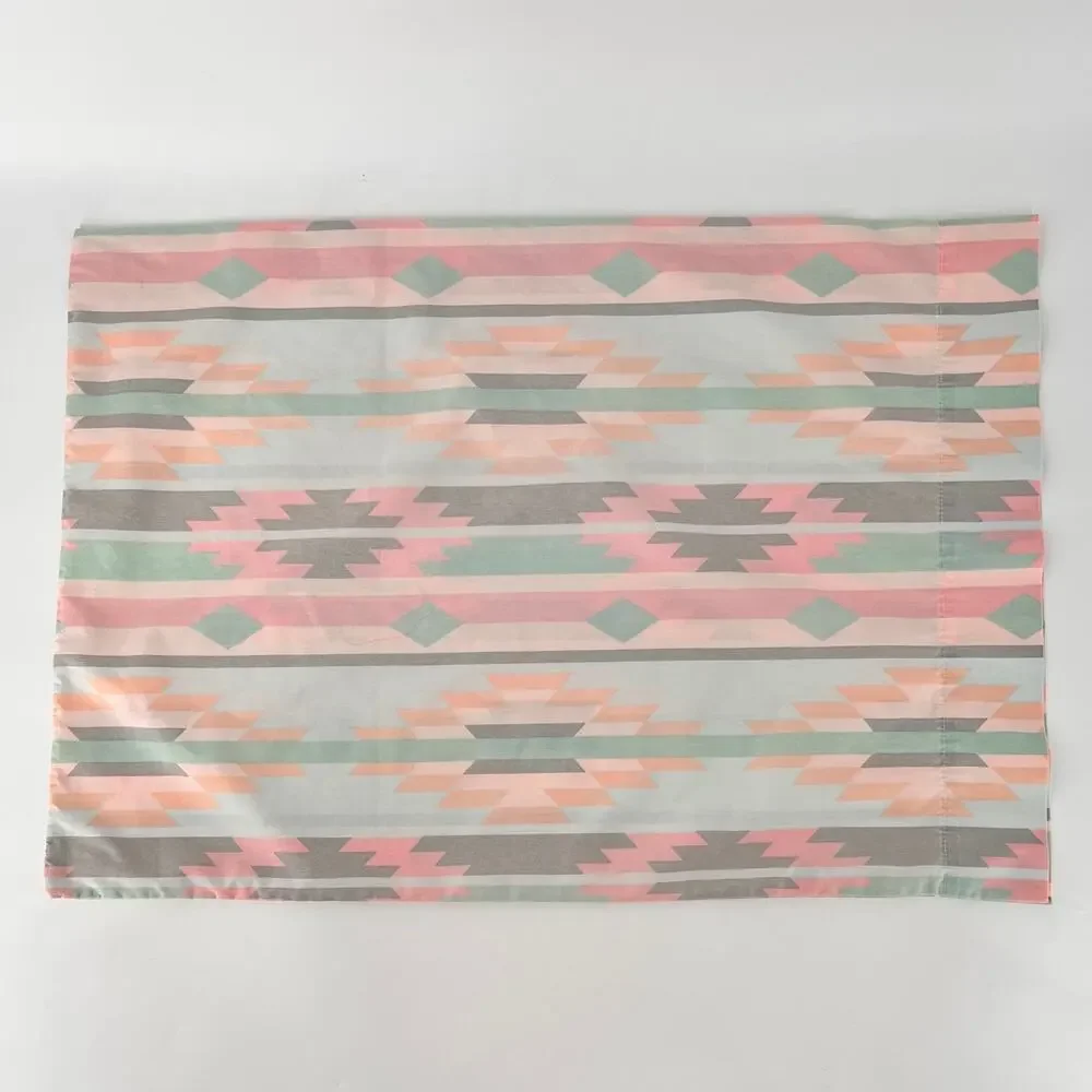 Vintage 80s Soutwestern Pastel Pillowcase Mesa Aztec Lady Pepperell 1980s
